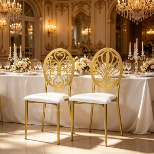Fabricants chinois, vente en gros de chaises Chiavari Tiffanie de style métallique de luxe, couleur or et blanc caméléon, utilisées pour les événements - Product Image 1