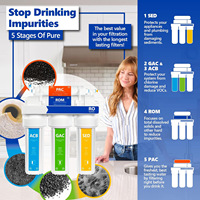Système de filtration d'eau à osmose inverse à 7 niveaux, électrique, capacité de 100 gpd, purificateur d'eau en plastique pour les foyers et les hôtels