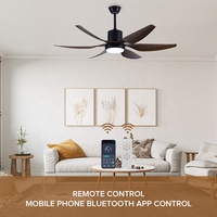 Ventilateur de plafond à moteur CC à 6 pales et 6 vitesses avec télécommande Lampe LED de 54 pouces Design moderne économe en énergie