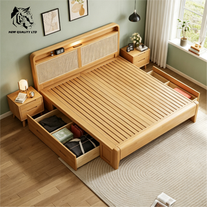 Venta directa de fábrica, mejor precio, personalizable, gran stock, ecológico, cama king de 1.8m, nuevo diseño, muebles de dormitorio, estructura de cama king de madera. - Product Image 5