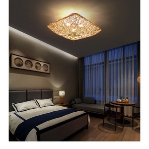Rattan <b>Ceiling</b> <b>Light</b> Led Living Room Bedroom Square Woven Lamp Southeast Asian Style Homestay Decor - Product Image 2