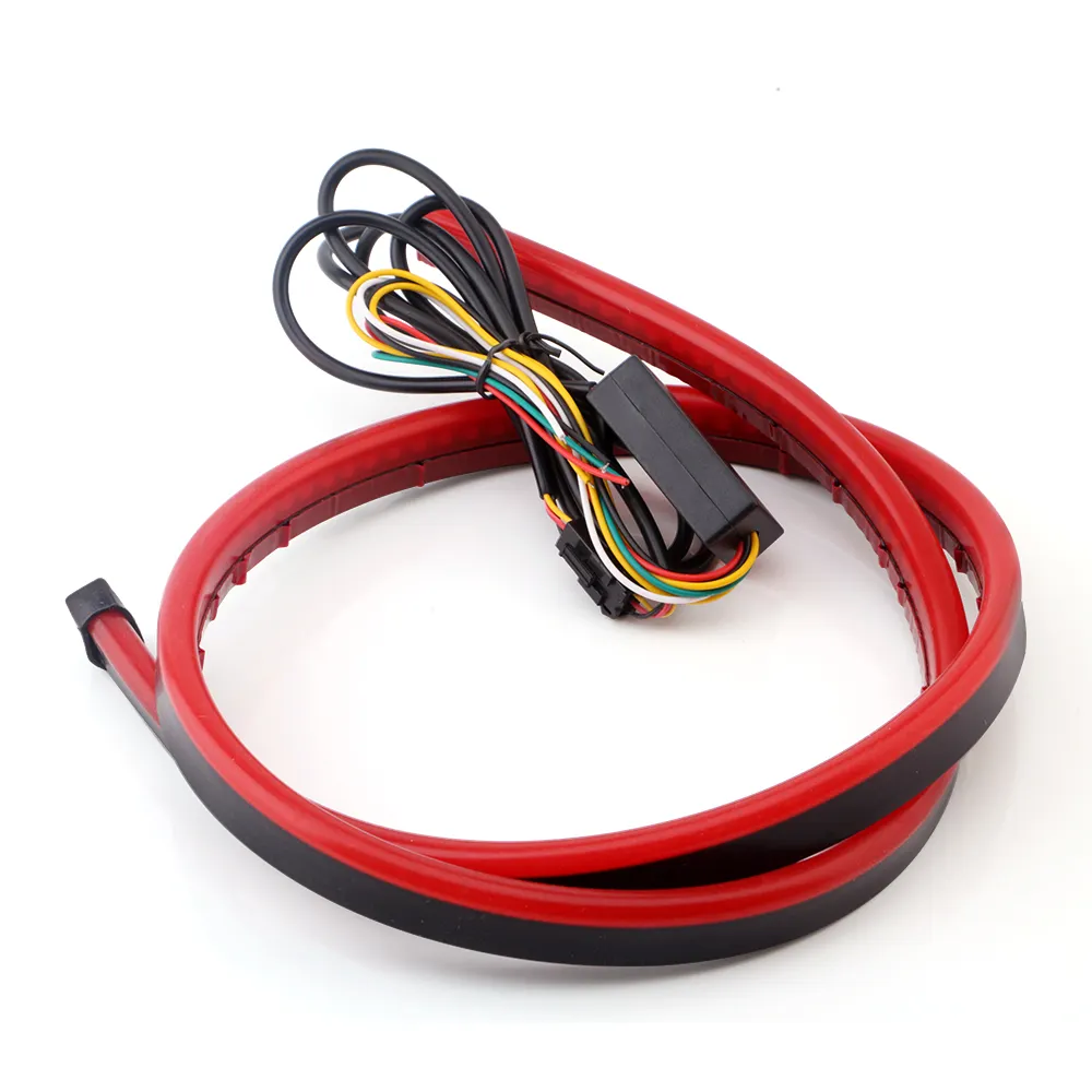 Tira de freio adicional para carro, 100cm, vermelho, pisca-pisca, suporte alto, 12v, fita de seta sequencial