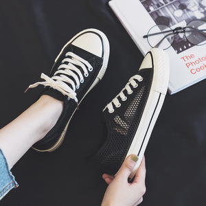 Sh11537a Hollow Out Canvas Shoes Women Summer White and Black Mesh Sneakers 2024 - Product Image 2