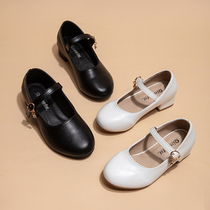 Nuevos Zapatos de Princesa Blancos y Negros para Niñas, Zapatos de Tacón Alto de Cuero para Actuaciones y Escolares, Zapatos de Baile para Niñas - Product Image 2