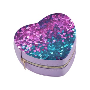 High Quality Mini Gold Zipper PU Saffiano Leather Travel Case Jewellery <b>Small</b> <b>Storage</b> Organizer Heart-shape Jewelry <b>Box</b> - Product Image 1