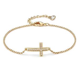 Gold Plated Handmade Chain <strong>Link</strong> Friendship Cross <strong>Bracelet</strong> - Product Image 1