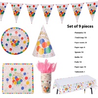 Ensemble de vaisselle à pois colorés assiettes de célébration d'anniversaire serviettes décorations de pâques fournitures de fête d'anniversaire pour enfants