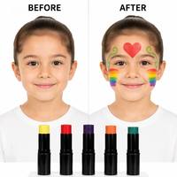 Lot de 5 crayons de peinture faciale en gros, personnalisables avec logo OEM, crayons rétractables à base d'eau pour l'art corporel, idéaux pour les fêtes d'enfants