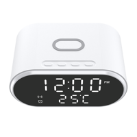 Slimme draadloze oplader met snelladen 15W output, digitale wekker & temperatuurweergave voor gebruik op kantoor of in de slaapkamer