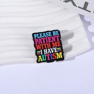 请耐心等待我珐琅别针彩虹自闭症意识拼图心理健康胸针翻领徽章珠宝礼物送给朋友 - Product Image 2