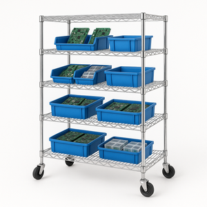 מדף מתכת 5 קומות מתכוונן, עמיד וחזק, עשוי פלדת פחמן, ציפוי אבקה, עמיד בפני קורוזיה, מתאים למחסן - Product Image 4