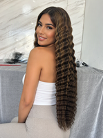 Perruque Lace Front P4 27 Highlight Deep Wave en Cheveux Humains Pré-Pluckée avec Dentelle HD 13x4 13x6 4x4 5x5 6x6 2x6 pour Femmes