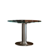 Table d'appoint ronde en verre trempé Bauhaus, verre extra clair, table ronde minimaliste pour petite maison