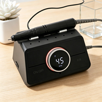 Nouvelle perceuse à ongles électrique professionnelle 45W 45000 tr/min, poignée fine, lumières colorées durables avec pédale pour usage en salon