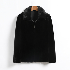 Giacca da <span class=keywords><strong>Uomo</strong></span> in Vera <span class=keywords><strong>Pelliccia</strong></span> di Visone <span class=keywords><strong>Nero</strong></span> a Pelle Intera <span class=keywords><strong>con</strong></span> Zip a Mezza Lunghezza Personalizzata OEM - Product Image 1