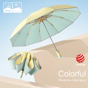 Paraguas Plegable Automático, Resistente al Viento, con Protección UV, para Hombre y Mujer, para Auto, Lluvia y Sol, con Recubrimiento de Color, Regalos Empresariales - Product Image 1