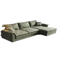 Europäischer Ecksofa im Übergröße-Format mit Chaiselongue, Doppelfunktion, Naturlatex-Füllung, Stoffbezug, Komplettset für