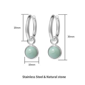Pendientes colgantes de piedra de nacimiento de acero inoxidable para mujer, impermeables, a la moda, chapados en PVD de 18K, piedra curativa pequeña Natural - Product Image 5