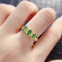 Custom 925 Sterling Silver 18K Gold Oval Cut Natural Tsavorite Minimalist Prong Setting Ring for Unisex Party Wedding Gift