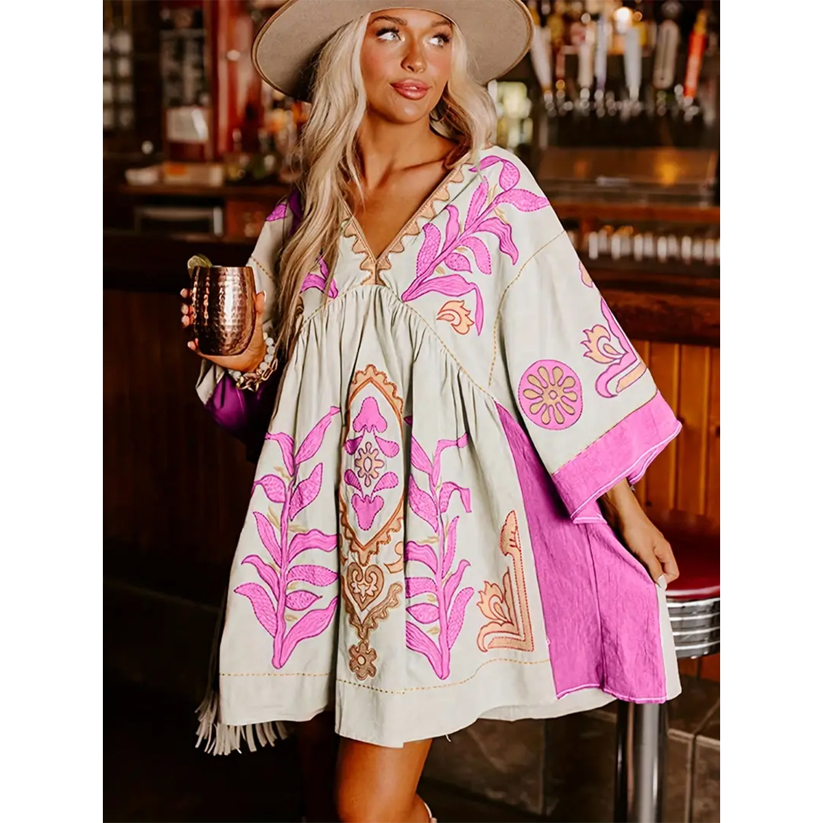 princess polly baby blue dress Women’s Boho Hippie Purple Maxi Dress – Fall Beach Dress main image 0