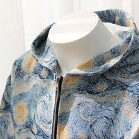 Blouson bomber respirant et écologique sur le thème de 'La Nuit étoilée' de Van Gogh, personnalisé, à capuche pour homme