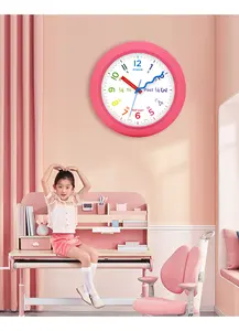 Оптовая продажа, светящиеся часы для обучения, бесшумные Обучающие Детские Настенные часы для детской комнаты, часы для обучения, Заводские часы на заказ