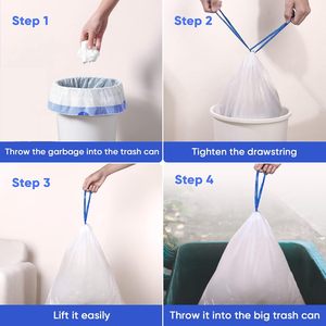 ถุงขยะ HDPE/LDPE ขนาด 4 แกลลอน แบบไม่มีกลิ่น หนาพิเศษ พร้อมเชือกรูด สำหรับใช้ในครัวและสำนักงาน - Product Image 4
