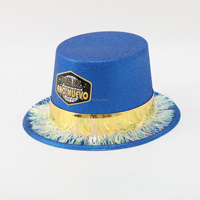 HLC personnalisé Fluorescent Feliz Ano Nuevo plastique Logo personnalisé chapeau haut de forme de Noël couvre-chef avec glands pour bonhomme de neige fête habiller