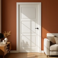 Porte intérieure moderne en MDF/HDF à âme creuse, moulée, blanchie, 3 panneaux, pré-montée, pour appartement et salle de bain, import en vrac par conteneur FCL