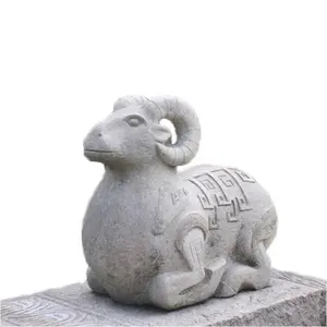 Hand Carved Western Style Life Size Garden Decoration Marble Goat Statues For Sale
