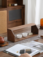 Étagère de présentation en bois de noyer nord-américain massif avec menuiserie en queue d'aronde Organisateur minimaliste en bois pour salon de thé et étude personnalisé