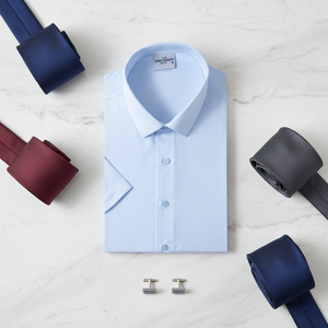 Chemise habillée homme à manches courtes, coupe ajustée, formelle, pour le bureau, infroissable, décontractée d'été, boutonnée, pour le travail - Product Image 5