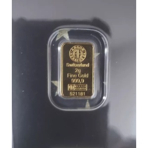 Emballage de sécurité en barre d'or 2g Suisse 999.9 plaquettes dorées fines Porte-cartes scellé brillant - Product Image 3