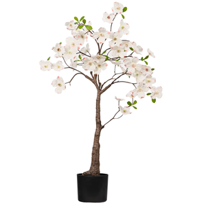 6.5ft <strong>Tall</strong> <strong>Faked</strong> Pink Sakura Floral <strong>Plant</strong> in Plastic Black Pot Artificial Cherry Blossom Flower Tree for Wedding Decor - Product Image 1