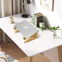 Verticale Verstelbare Houten Bamboe Desktop Laptop Stand Bamboe Hout Computer Monitor Stand Met Organizer Voor Smartphone Tablet