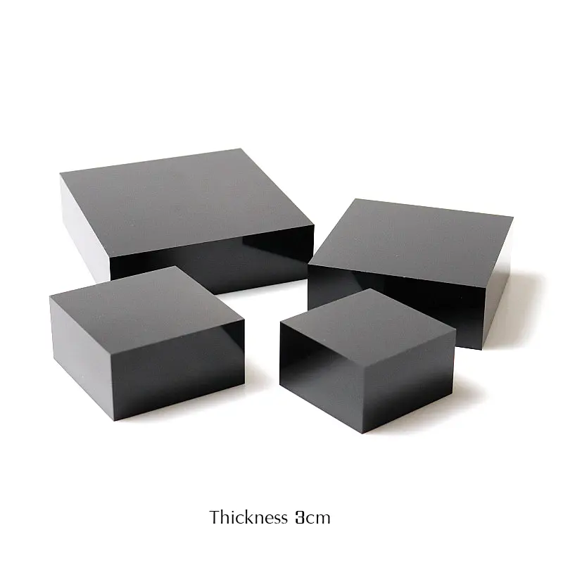 Acrylic Riser Cube 60 x 60 x 30mm Black Polished Display Blocks Premium Custom Lucite Block for Ring Bracelet Showcase