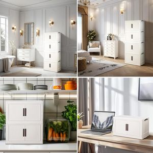 5-Layer Large Size <b>Foldable</b> PP Storage <b>Box</b> Industrial Design Double-Door Household Thickening Over 35L Capacity Floor Type - Product Image 5