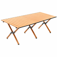 Mesa de Comedor Plegable Portátil Moderna de Metal, Base Rectangular Extensible, Muebles Duraderos para Exteriores, Playa y Picnic