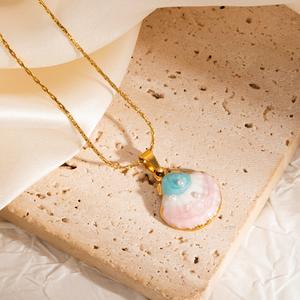 <span class=keywords><strong>Collana</strong></span> MW Boho in Acciaio Inossidabile Placcato Oro 18K - <span class=keywords><strong>Stella</strong></span> <span class=keywords><strong>Marina</strong></span> Smaltata, Conchiglia e Perla, Antiossidante, Ipoallergenica - Product Image 5