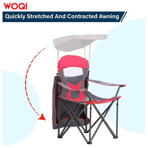 Chaise pliante d'extérieur Woqi avec parasol, chaise de camping portable en aluminium, couleur rose, tissu Oxford - Product Image 4