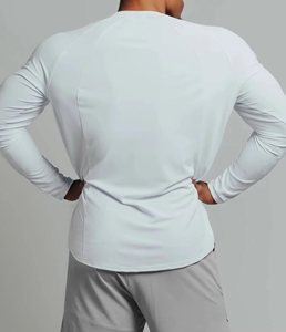 Herren Weiß GYM Langarm Fit Shirt Herren Silikon Running Gym Fitness Langarm T-Shirt Spandex Langarm Shirt für Herren - Product Image 4