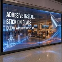 Film LED transparent adhésif pour vitrine d'aéroport, affichage publicitaire sur verre pour boutiques duty-free