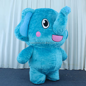 Costume de mascotte de couleur rose et bleue pour bébé intelligent éléphant gonflé vêtements 2/2.6m Costume de mascotte de dessin animé robes d'éléphant - Product Image 4