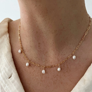 <span class=keywords><strong>Amor</strong></span> 18K chapado en oro deseo agua dulce perla natural collar <span class=keywords><strong>de</strong></span> cuentas <span class=keywords><strong>de</strong></span> acero inoxidable para mujeres Collar <span class=keywords><strong>De</strong></span> Perlas - Product Image 6
