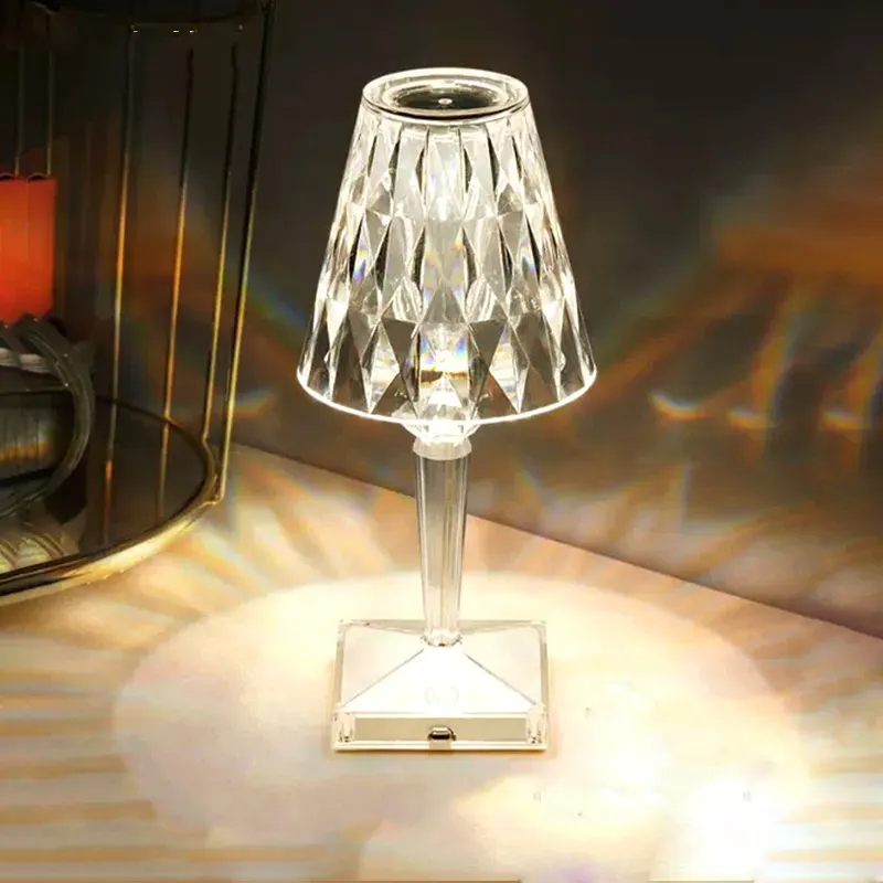 Rechargeable Touch Control Acrylic Luxury cristal Led Dia mond Crystal Table Lamp desk indoor night light bedside table lamp