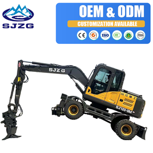 Excavatrice <span class=keywords><strong>hydraulique</strong></span> à haute adaptabilité avec 4 <span class=keywords><strong>pneus</strong></span>, excavatrice à roues moyennes 7,6t, nouvelle machine à roues Hyundai Yuchai - Product Image 1