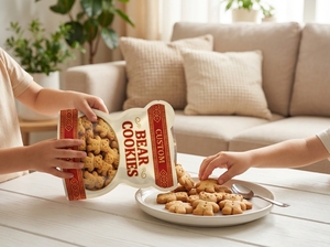 Sacs à fermeture éclair verticaux personnalisés, résistants à l'humidité, en <span class=keywords><strong>film</strong></span> polyester imprimé, sacs d'emballage alimentaire pour biscuits en forme d'ours - Product Image 3
