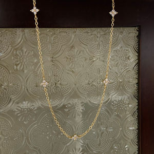 Vershal B-<span class=keywords><strong>300</strong></span>ชุบทอง18K เสน่ห์สไตล์เกาหลีบางโซ่ดอกไม้โคลเวอร์น่ารักสร้อยคอโชคเกอร์ - Product Image 6