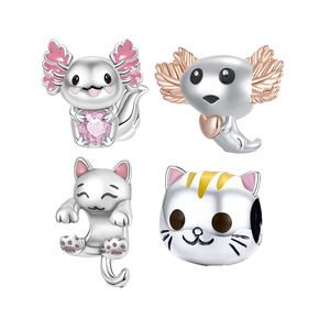 Hot Cute Mexican <span class=keywords><strong>Ambystoma</strong></span> Cute Cat 100% S925 Sterling Sliver Charms para pulsera Charms Bead Fashion Sliver Accesorios de joyería - Product Image 1