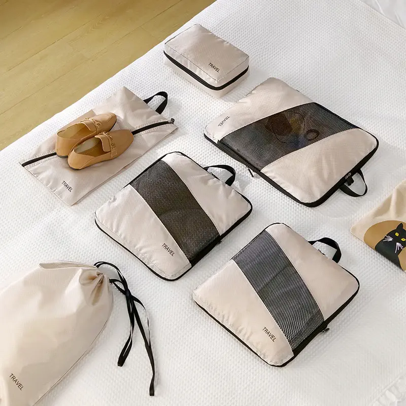 여행 보관 가방 6 개 세트 압축 포장 큐브 여행 수하물 주최자 의류 포장 큐브
